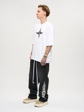 Pantalon negru flame shine