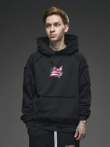 Hanorac negru flag USA