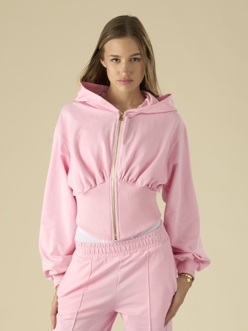 Hanorac roz zipp fitted