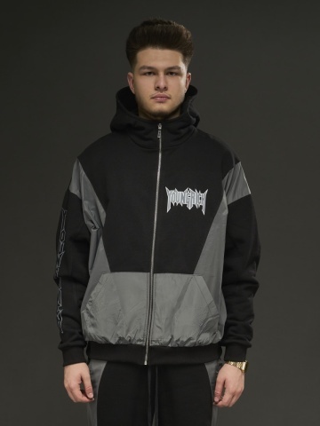 Hanorac zipp negru/gri YR