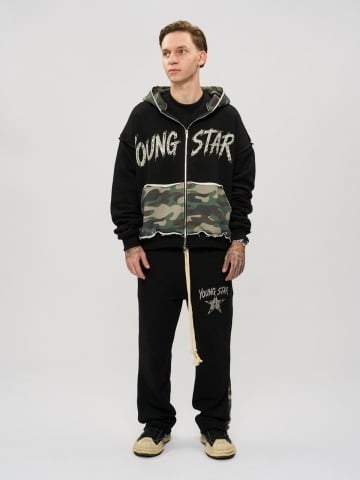 Pantalon negru/camo star