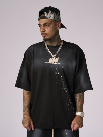 Tricou negru YR splash/paint