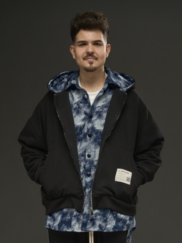Hanorac zipp negru/detaliu tip camasa bluemarin YR