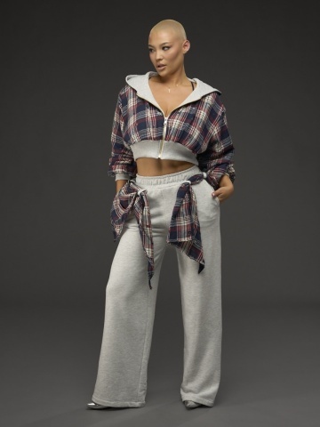 Pantalon duo gri/rosu