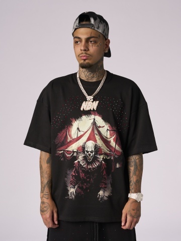 Tricou negru Circus Clown shine