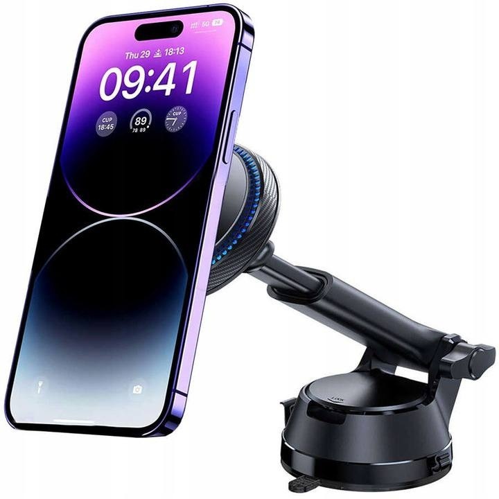 Suport auto, Dashboard Mount, Compatibil MagSafe, Incarcare wireless 15W, Cablu USB-C 1m inclus, Negru - Img 1