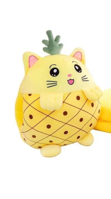 Jucarie de plus multifunctionala, dimensiuni 40 cm, Model Ananas, Galben