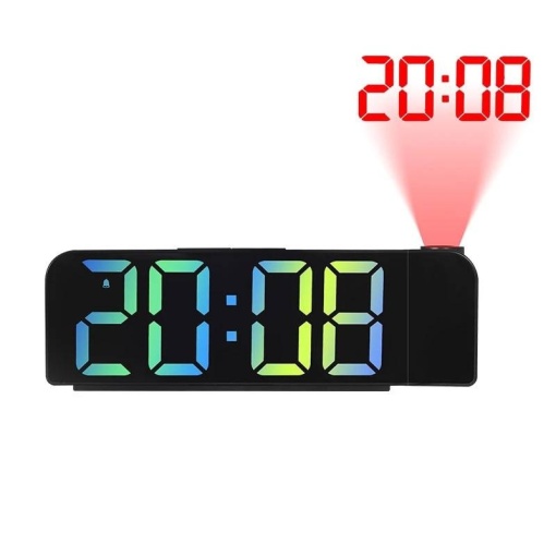 Ceas decorativ de masa digital cu afisaj LED, Display, Functie Alarma, Proiectie Laser Reglaj Intensitate, Negru
