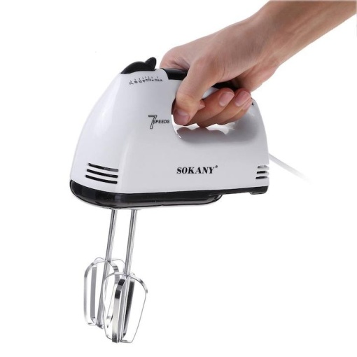 Mixer manual 260W, 7 Viteze, 2 palete din otel inoxidabil, Alb