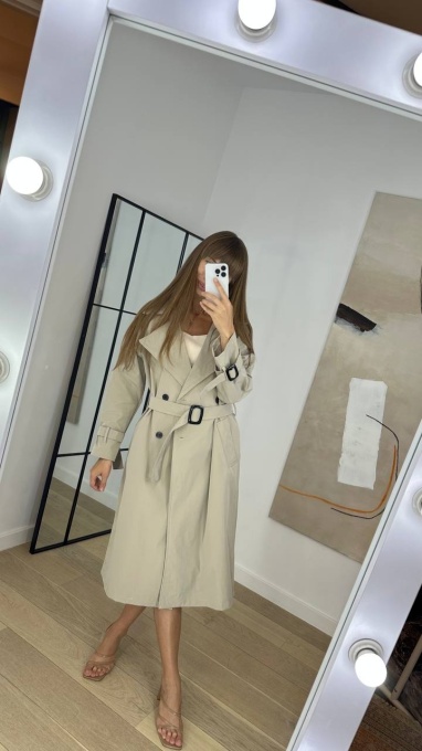 Trenci lung, Cu cordon, Nasture, , Crem