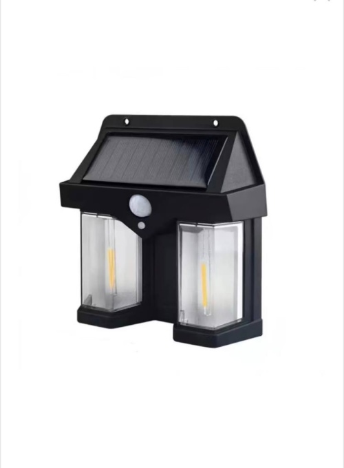 Lampa solara de perete cu filament de wolfram, Iluminare calda, senzor de miscare, CL-228, Negru