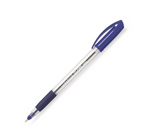 Pix cu bila Radius Tri Flex Grip, 1.0mm, Cu capac, Corp transparent, Grip cauciucat, Scris albastru