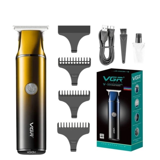 Aparat de tuns profesional VGR cu acumulator și display, USB 1200mAh accesorii incluse, Galben