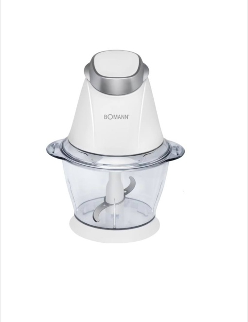 Mini tocator cu bol de sticla, Capacitate 1L, Functie de zdrobire a ghetii, Cutit din inox, Usor de curatat si de manevrat, Operare de 60 secunde, 250 W, Alb
