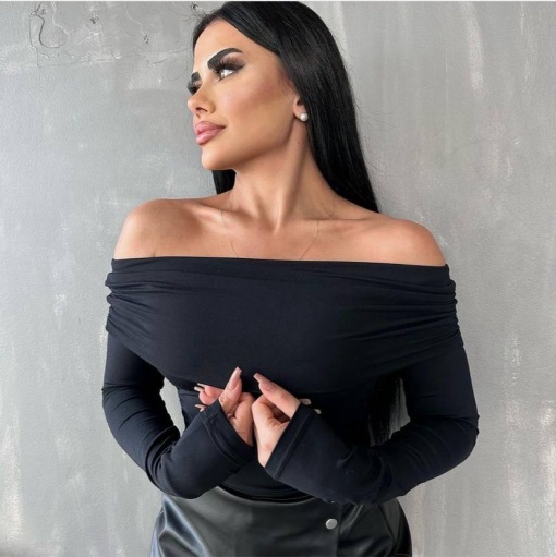 Top elastic cu umerii goi Lolo, Negru