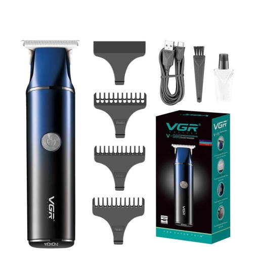 Aparat de tuns profesional VGR cu acumulator și display, USB 1200mAh accesorii incluse, Albastru