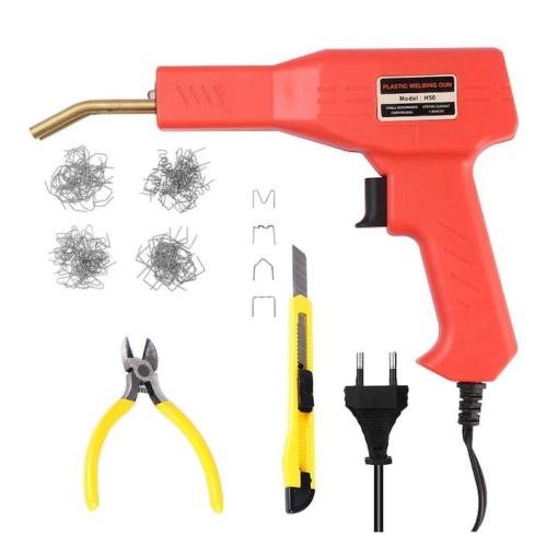 Kit pistol pentru lipit/sudat plastic Mencoza™, 4 tipuri de capse, Cutie de transport, Bara auto sau orice alt plastic