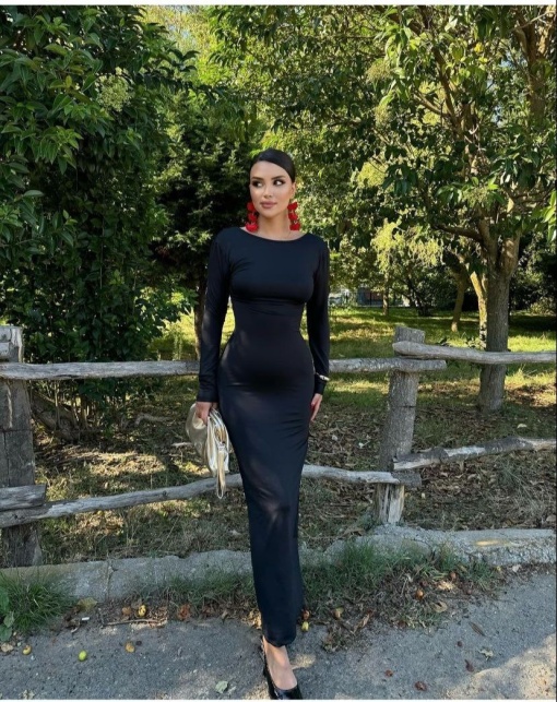 Rochie maxi elastica pe corp, Mia Negru