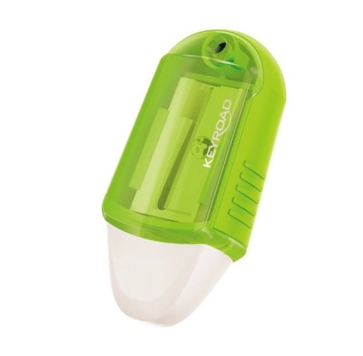 Ascutitoare simpla Keyroad Twist KR970711, 1 orificiu, Plastic, Rotativa, Cu radiera, Pe blister, Verde
