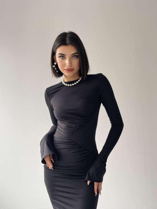 Rochie elastica lunga pe corp Mia, Negru