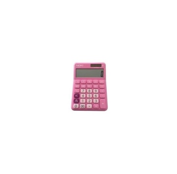 Calculator de birou Noki H-CS001M, 12 digiti, alimentare baterie + solar, ecran inclinat, Roz - Img 3