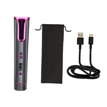 Ondulator de par automat, UBX, Ceramica, LCD rotativ, Incalzire rapida, Fara fir, Alimentare reincarcabila, USB, Indicator de temperatura, negru/mov - Img 8