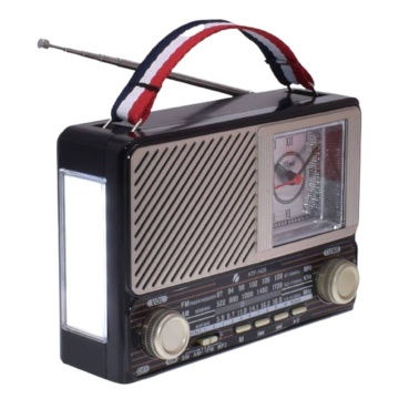 Radio cu Bluetooth ,Portabil cu Acumulator, Cititor mp3 USB/TF, AM/FM/SW, Ceas, Lampa Led, Negru - Img 3