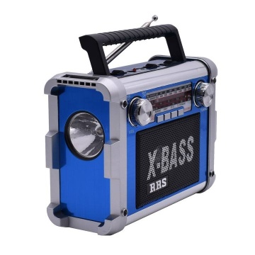 Radio cu Bluetooth, Portabil Cu Acumulator, Mp3, TF/ SD/ USB, FM, AM, SW1, SW2, AUX, Lanterna, Albastru - Img 4