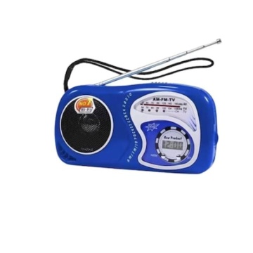 Radio Portabil cu Acumulator, FM, Cititor format MP3 USB/TF, Bluetooth, Antena Telscopica, Control Volum, Curea de Transport, Albastru - Img 1