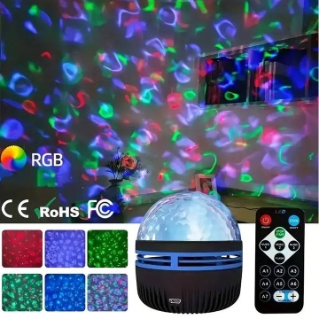 Proiector cu lumina color, LED rotativsi cu muzica, USB, telecomanda, 8,1 cm, Multicolor - Img 7