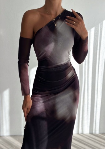 Rochie modelatoare cu poliamida Chloe, Negru/Gri - Img 2