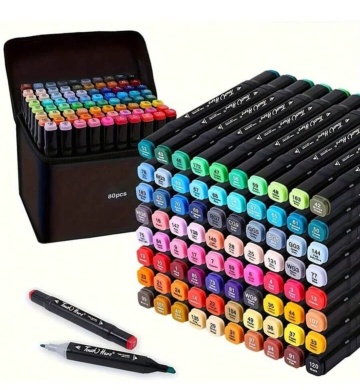 Set 80 markere alcool, Rezistente, Touch, Multicolor - Img 1