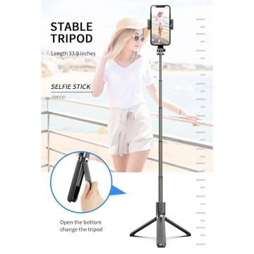 Stabilizator pentru telefon mobil, Selfie stick, 86 cm, Smartech Gimbal L08, Negru - Img 3
