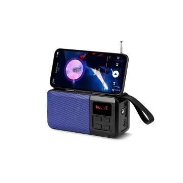 Boxa portabila, Radio, Incarcare solara, Bluetooth, Lanterna, USB, Card, AUX, Albastru - Img 5