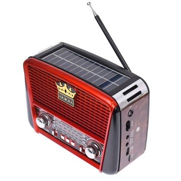 Radio cu Bluetooth panou solar, Radio MP3, Bluetooth, Baterie reincarcabila, Laterna, Usb, Rosu/Negru - Img 2