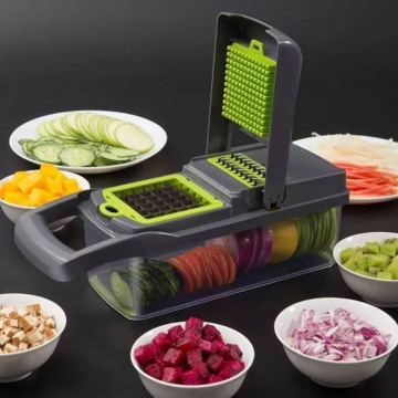 Razatoare multifunctionala, In set cu 16 piese, Pentru legume, fructe si branzeturi, Negru/verde - Img 2