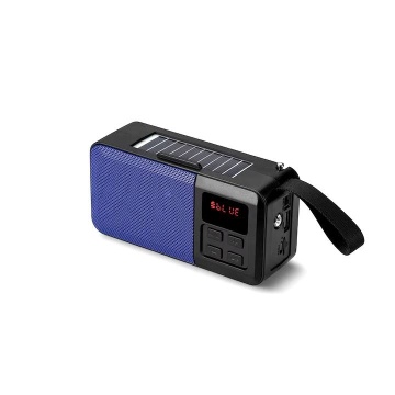 Boxa portabila, Radio, Incarcare solara, Bluetooth, Lanterna, USB, Card, AUX, Albastru - Img 1