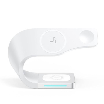 Kit de încărcat telefon ceas căști wireless fast charge 3 in 1, 15W, pentru telefon, Apple Watch, Airpods, Alb - Img 1