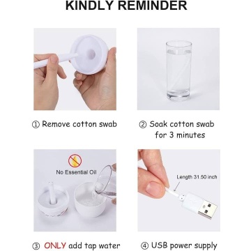 Mini umidificator pentru copii, ABS, 250 ml, USB, Alb - Img 2