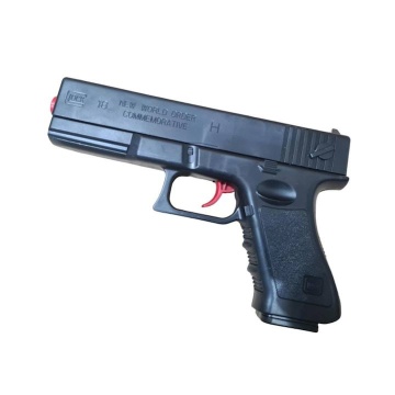 Pistol de jucarie tip Glock 18, incarcare manuala, 18 cm, 3 gloante moi din spuma cu ventuza, bile de gel orbeez si bile flexibile de silicon, Negru - Img 1