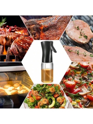 Pulverizator Profesional din sticla pentru Ulei, Otet sau alte lichide, Reincarcabile, Multifunctionale, Capacitatea 230 ml Material Sticla si PVC, Negru - Img 2