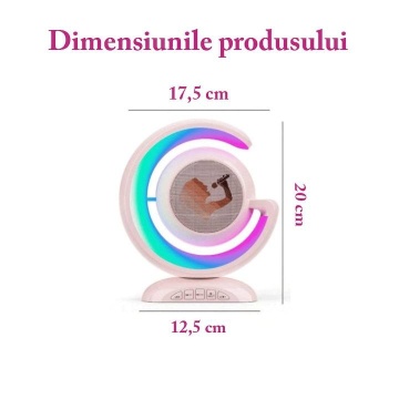 Set 2 Microfoane si boxa pentru Karaoke, Lumina LED, Pentru copii si adulti, Kit 2 in 1, Aparat Portabil, Cu Conectare la Telefon, Roz - Img 3
