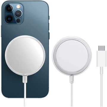 Incarcator Magnetic Wireless cu Tehnologie Magsafe, Incarcare rapida, Compatibil cu iPhone, Samsung, Alb - Img 3