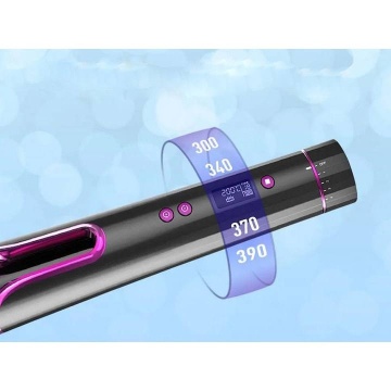 Ondulator de par automat, UBX, Ceramica, LCD rotativ, Incalzire rapida, Fara fir, Alimentare reincarcabila, USB, Indicator de temperatura, negru/mov - Img 3