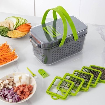 Razatoare Multifunctionala 2 in 1 Dalys® pentru legume si fructe, 22 de piese, Cu functie de caserola, Lame din otel inoxidabil si maner protectie - Img 1