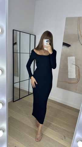 Rochie maxi pe corp, Negru - Img 3