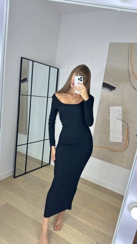 Rochie maxi pe corp, Negru - Img 1