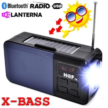 Boxa portabila, Radio, Incarcare solara, Bluetooth, Lanterna, USB, Card, AUX, Albastru - Img 6