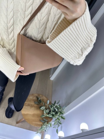 Geanta Casual pe umar, Fermoar, Calitate inalta, Cappuccino - Img 2
