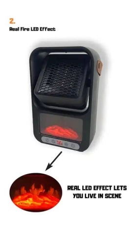 Incalzitor electric portabil, cu display ce seteaza temperatura si un ecran decorativ, Negru - Img 2